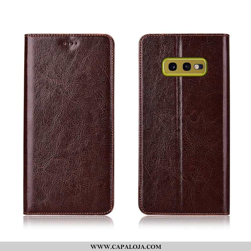 Capa Samsung Galaxy S10e Soft Capas Couro Genuíno Telemóvel Caqui, Samsung Galaxy S10e Protetoras Pr