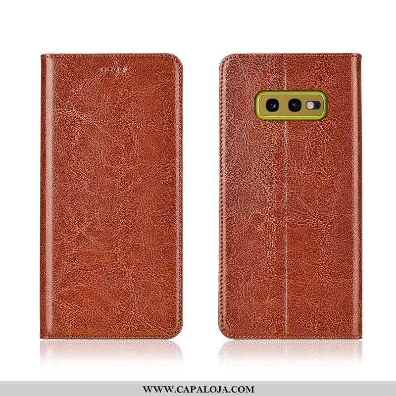 Capa Samsung Galaxy S10e Soft Capas Couro Genuíno Telemóvel Caqui, Samsung Galaxy S10e Protetoras Pr