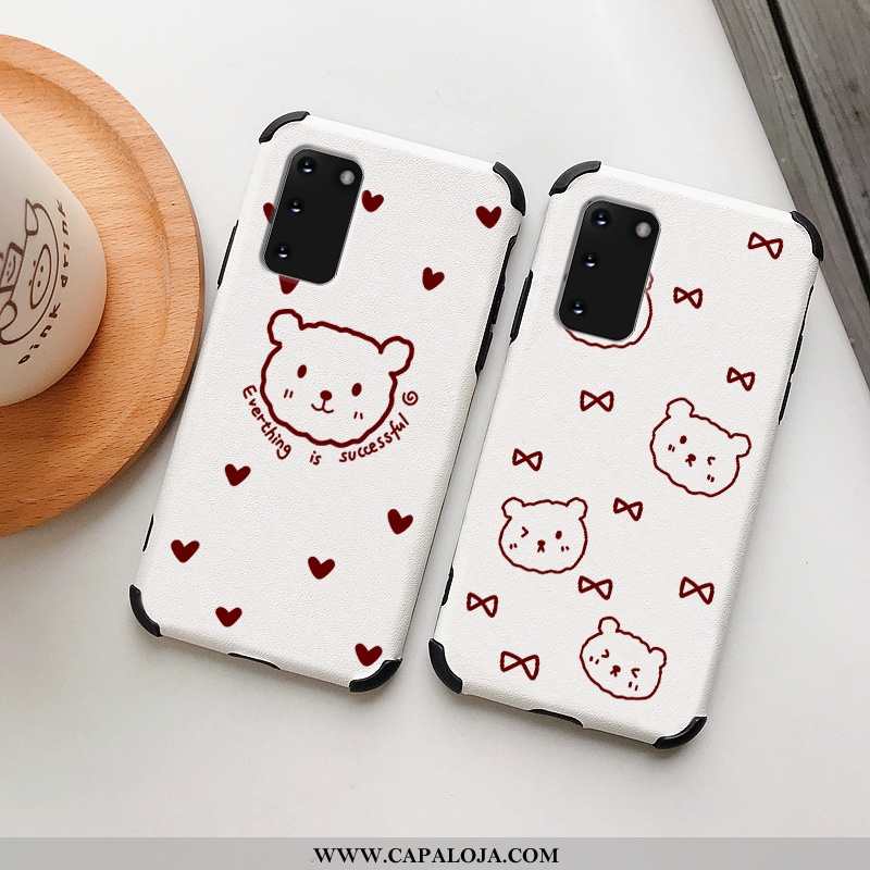 Capa Samsung Galaxy S20 Fofas Urso Telemóvel Feminino Branco, Capas Samsung Galaxy S20 Couro Promoçã