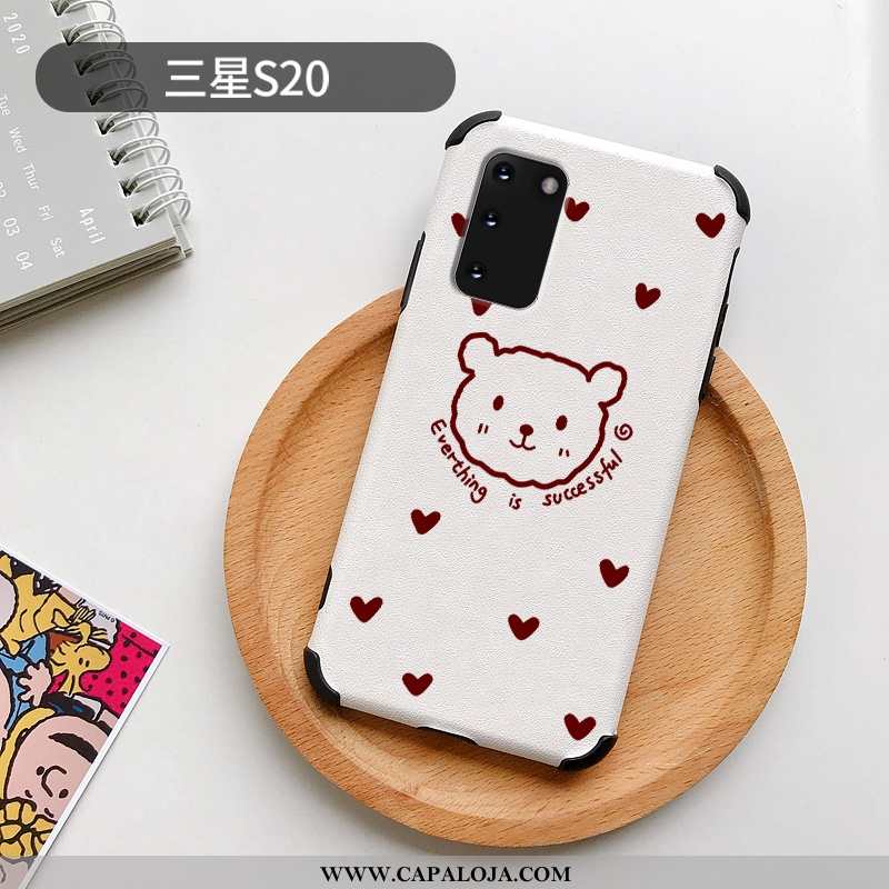 Capa Samsung Galaxy S20 Fofas Urso Telemóvel Feminino Branco, Capas Samsung Galaxy S20 Couro Promoçã