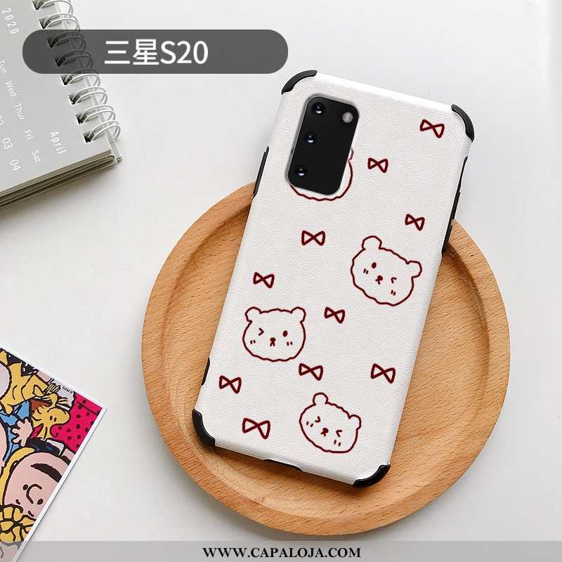 Capa Samsung Galaxy S20 Fofas Urso Telemóvel Feminino Branco, Capas Samsung Galaxy S20 Couro Promoçã