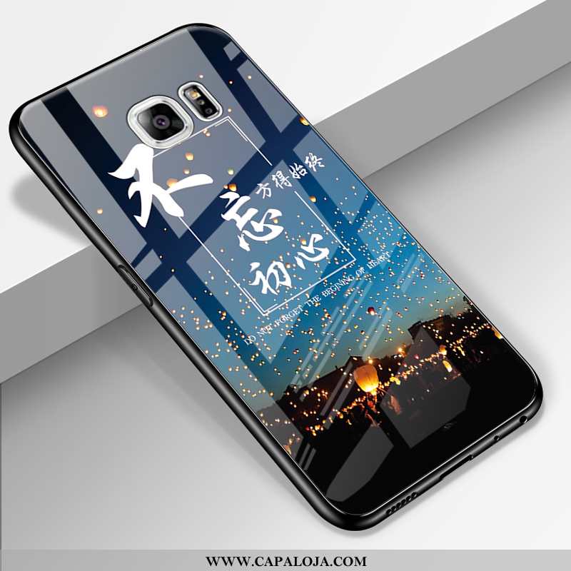 Capa Samsung Galaxy S6 Edge Criativas Telemóvel Personalizada Silicone Azul Escuro, Capas Samsung Ga