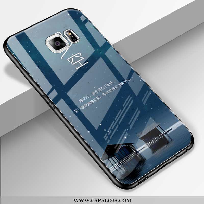 Capa Samsung Galaxy S6 Edge Criativas Telemóvel Personalizada Silicone Azul Escuro, Capas Samsung Ga