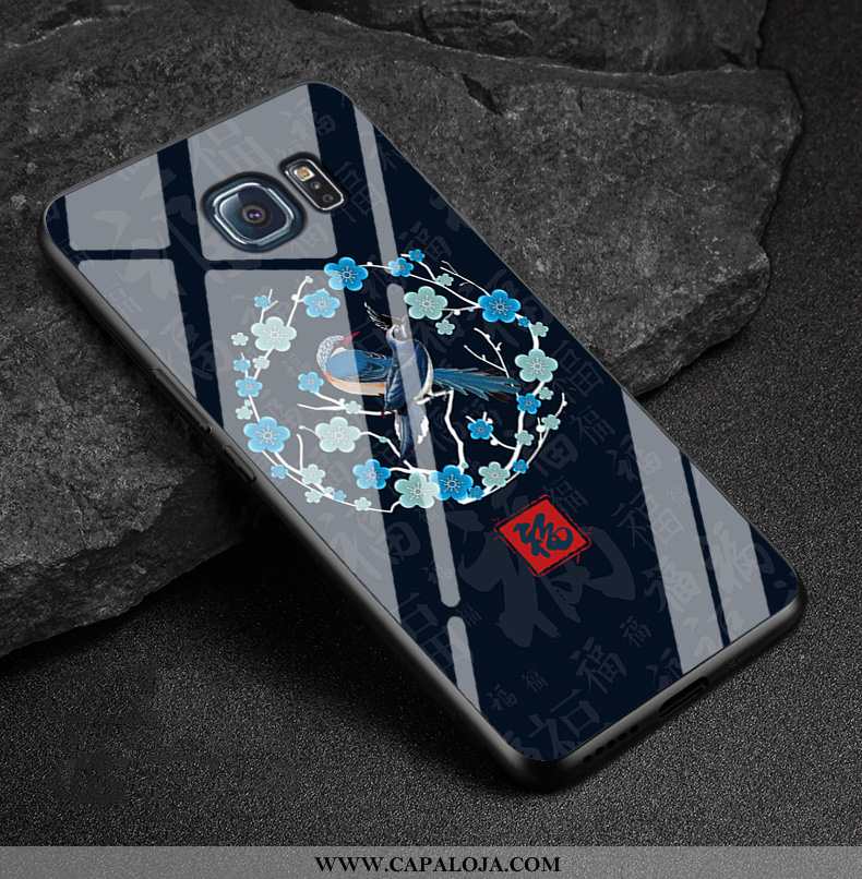 Capa Samsung Galaxy S6 Edge Desenho Animado Masculino Vidro Capas Azul Escuro, Samsung Galaxy S6 Edg