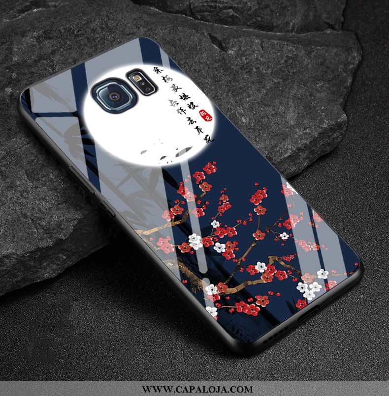 Capa Samsung Galaxy S6 Edge Desenho Animado Masculino Vidro Capas Azul Escuro, Samsung Galaxy S6 Edg