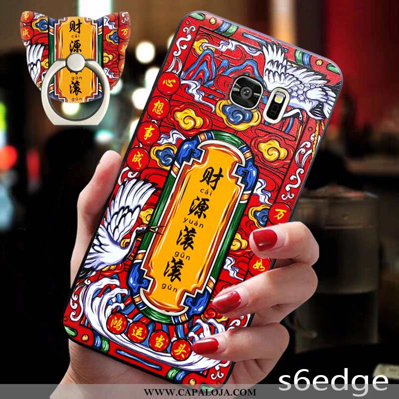 Capa Samsung Galaxy S6 Edge Tendencia Vermelha Cordao Personalizado Vermelho, Capas Samsung Galaxy S