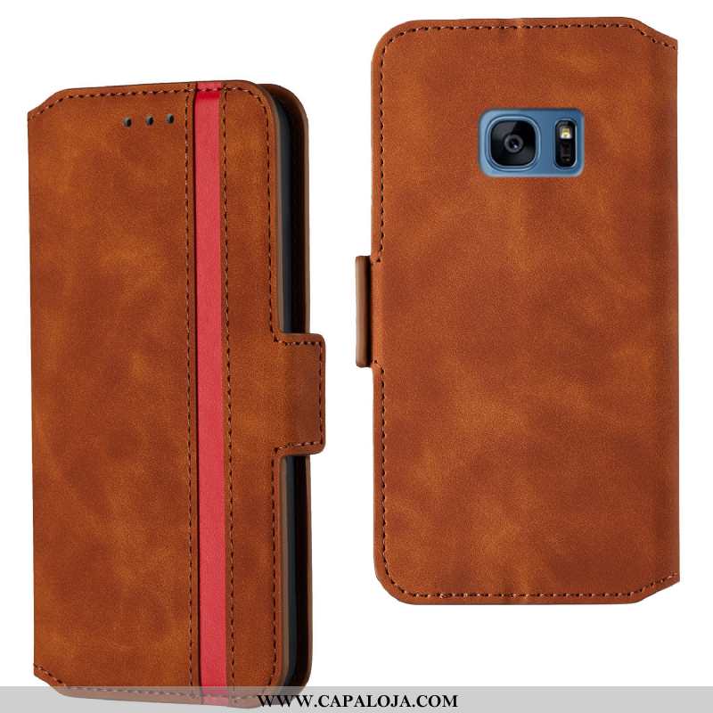 Capa Samsung Galaxy S7 Couro Frente Completa Cases Preto, Capas Samsung Galaxy S7 Antiqueda Online