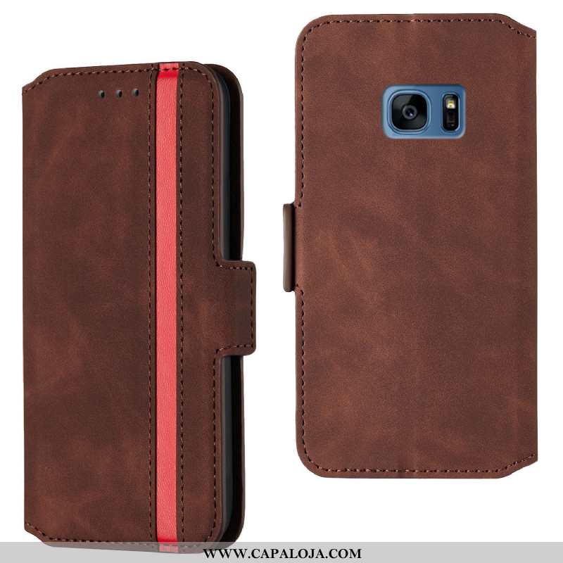 Capa Samsung Galaxy S7 Couro Frente Completa Cases Preto, Capas Samsung Galaxy S7 Antiqueda Online