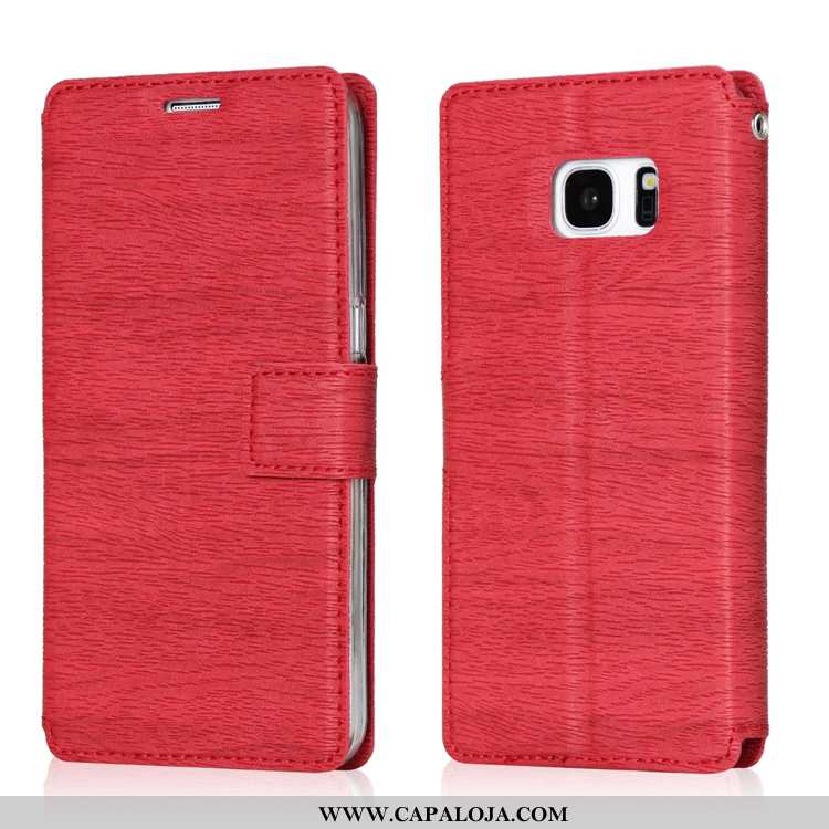 Capa Samsung Galaxy S7 Couro Vermelha Telemóvel Cover Vermelho, Capas Samsung Galaxy S7 Cases Barato