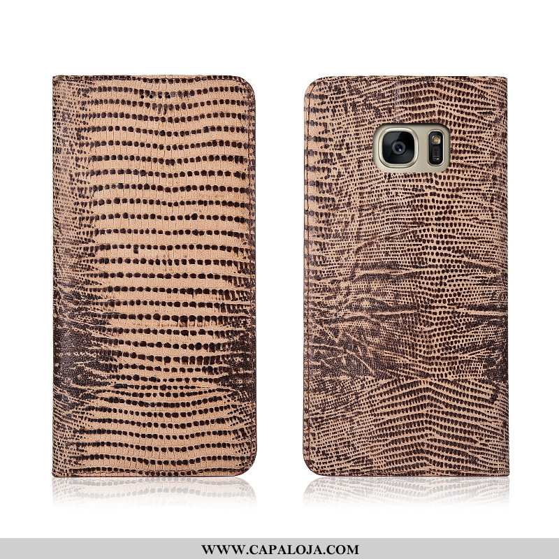 Capa Samsung Galaxy S7 Edge Protetoras Couro Genuíno Capas Feminino Preto, Samsung Galaxy S7 Edge Si