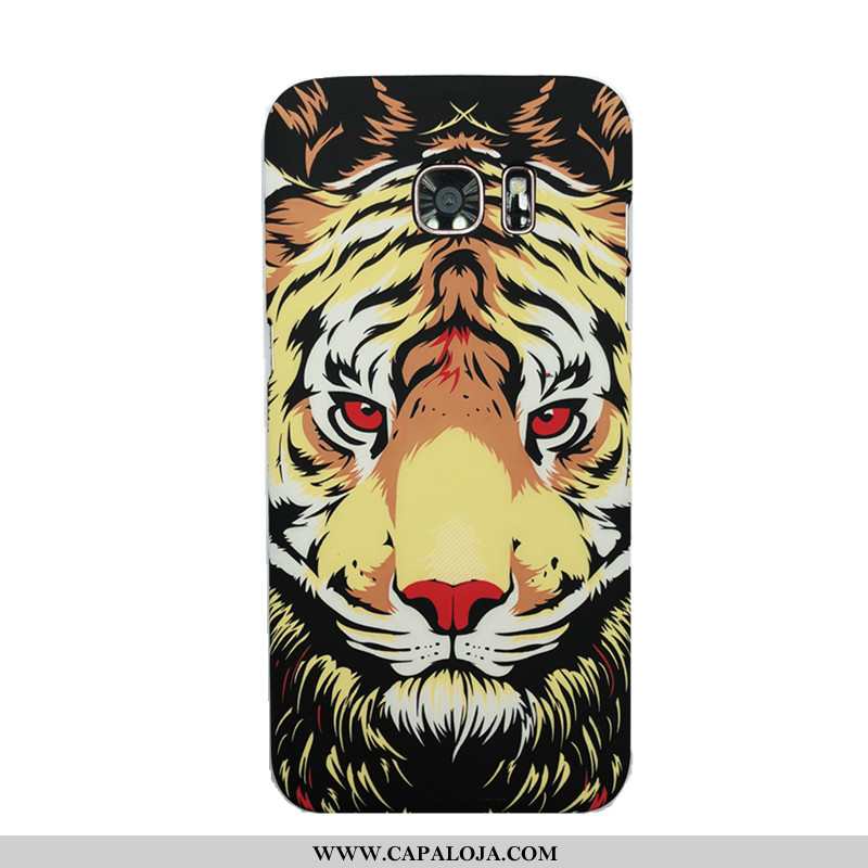 Capa Samsung Galaxy S7 Edge Slim Resistente Tigre Luminosa Preto, Capas Samsung Galaxy S7 Edge Tende