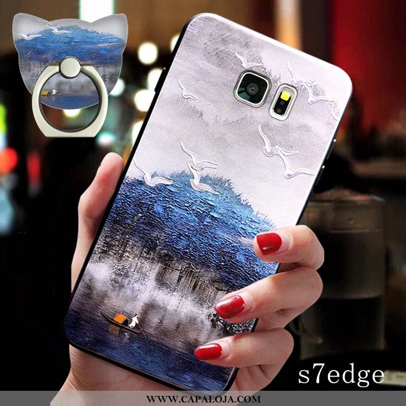 Capa Samsung Galaxy S7 Edge Soft Suporte Antiqueda Capas Azul, Samsung Galaxy S7 Edge Super Barato