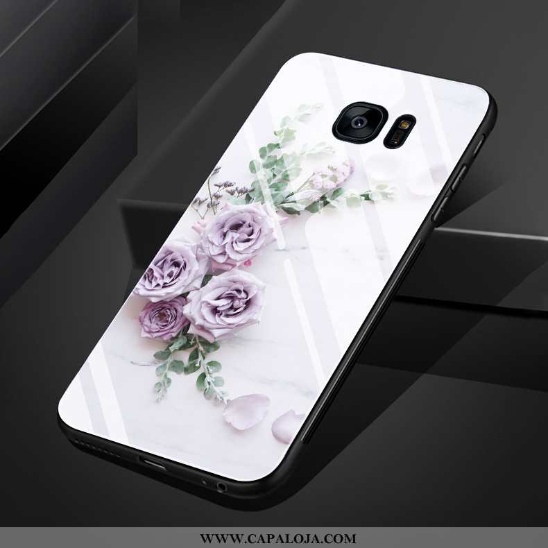 Capa Samsung Galaxy S7 Edge Vidro Fofas Minimalista Rose Branco, Capas Samsung Galaxy S7 Edge Criati