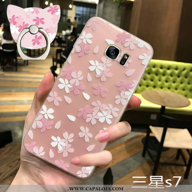 Capa Samsung Galaxy S7 Silicone Nova Criativas Pequena Rosa, Capas Samsung Galaxy S7 Clara Comprar