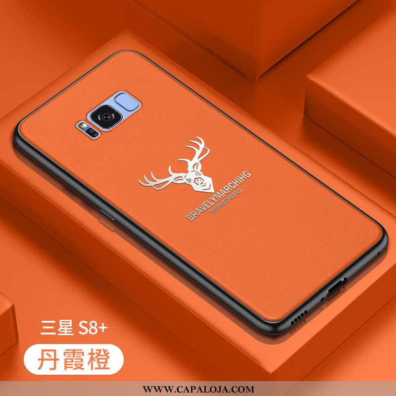 Capa Samsung Galaxy S8+ Couro Antiqueda Completa Capas Laranja, Samsung Galaxy S8+ Tendencia Promoçã