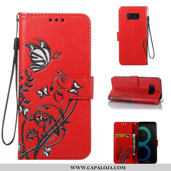 Capa Samsung Galaxy S8 Couro Capas Cover Antiqueda Vermelho, Samsung Galaxy S8 Protetoras Baratos