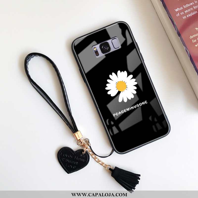 Capa Samsung Galaxy S8+ Criativas Malha Aço Crisântemo Preto, Capas Samsung Galaxy S8+ Desenho Anima