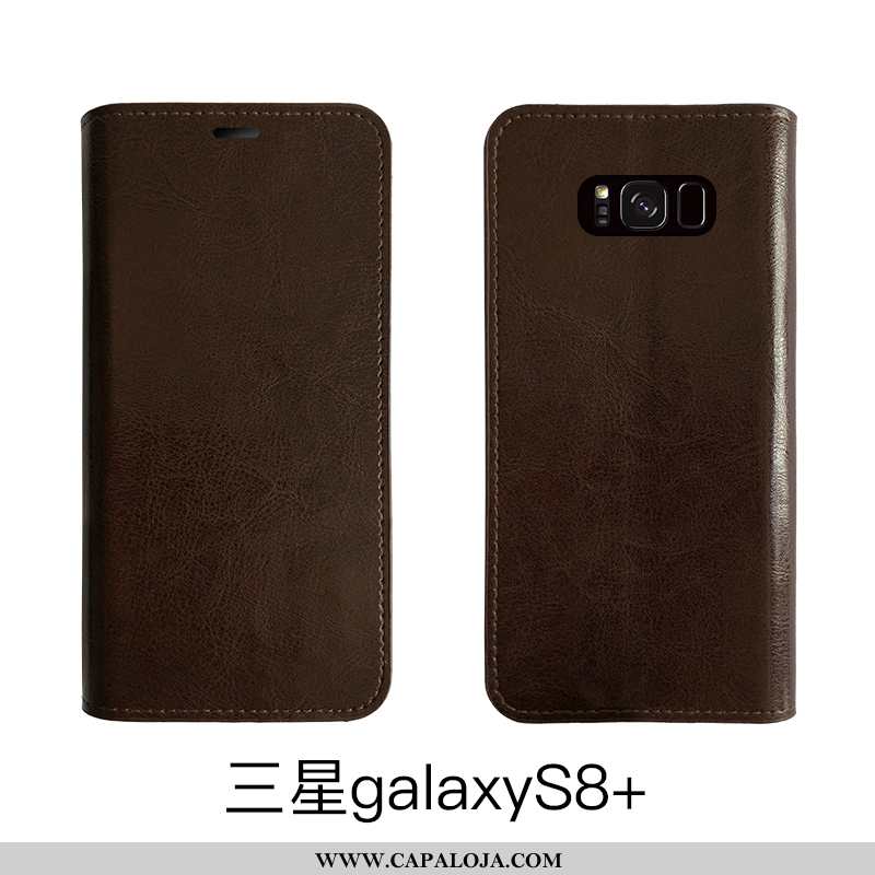 Capa Samsung Galaxy S8+ Protetoras Cases Capas Vaca Castanho, Samsung Galaxy S8+ Couro Legitimo Bara