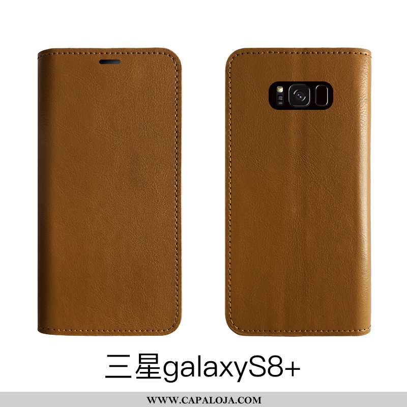 Capa Samsung Galaxy S8+ Protetoras Cases Capas Vaca Castanho, Samsung Galaxy S8+ Couro Legitimo Bara