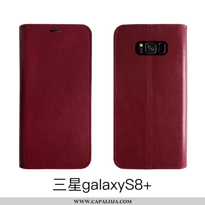 Capa Samsung Galaxy S8+ Protetoras Cases Capas Vaca Castanho, Samsung Galaxy S8+ Couro Legitimo Bara