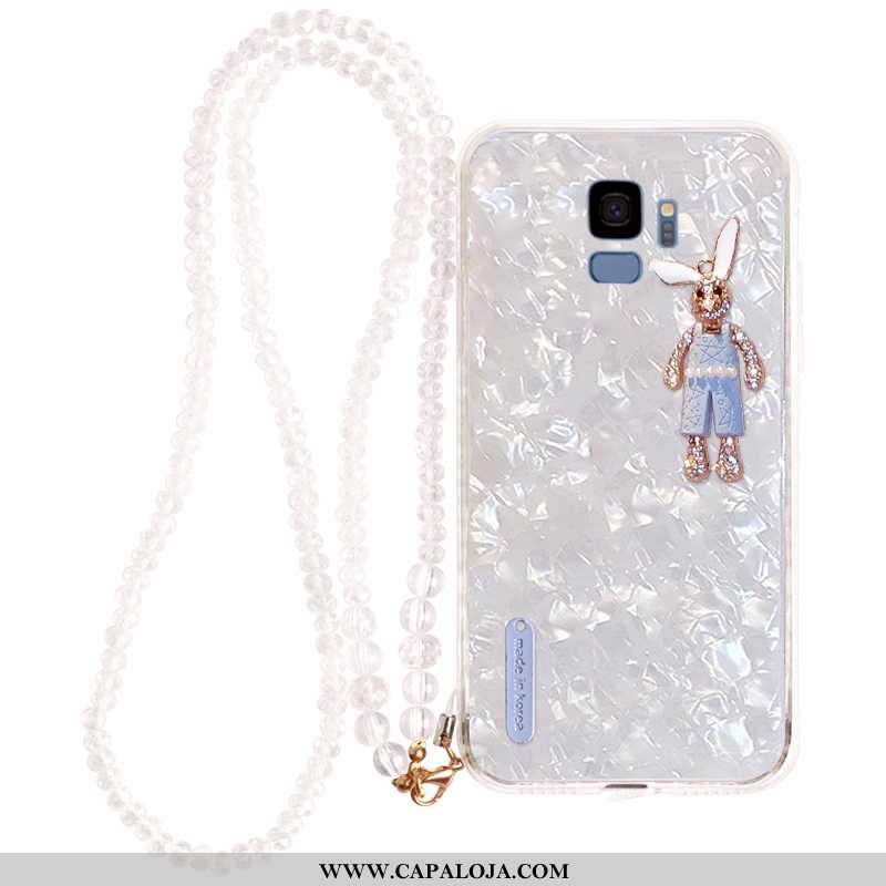 Capa Samsung Galaxy S9 Desenho Animado Cola Branco Strass, Capas Samsung Galaxy S9 Tendencia Promoçã