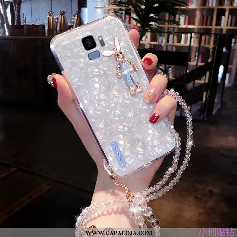 Capa Samsung Galaxy S9 Desenho Animado Cola Branco Strass, Capas Samsung Galaxy S9 Tendencia Promoçã