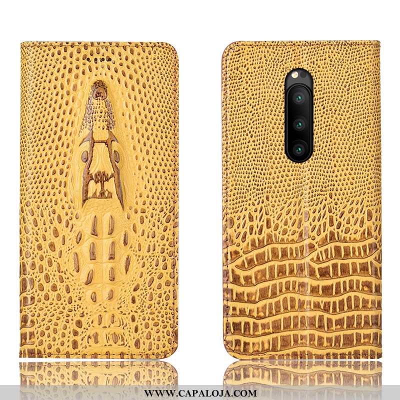 Capa Sony Xperia 1 Couro Genuíno Amarelo Cases Capas, Sony Xperia 1 Protetoras Online