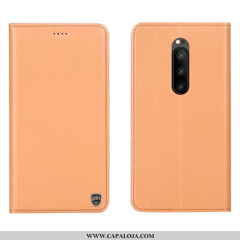 Capa Sony Xperia 1 Couro Genuíno Cases Antiqueda Completa Amarelo, Capas Sony Xperia 1 Protetoras Ba