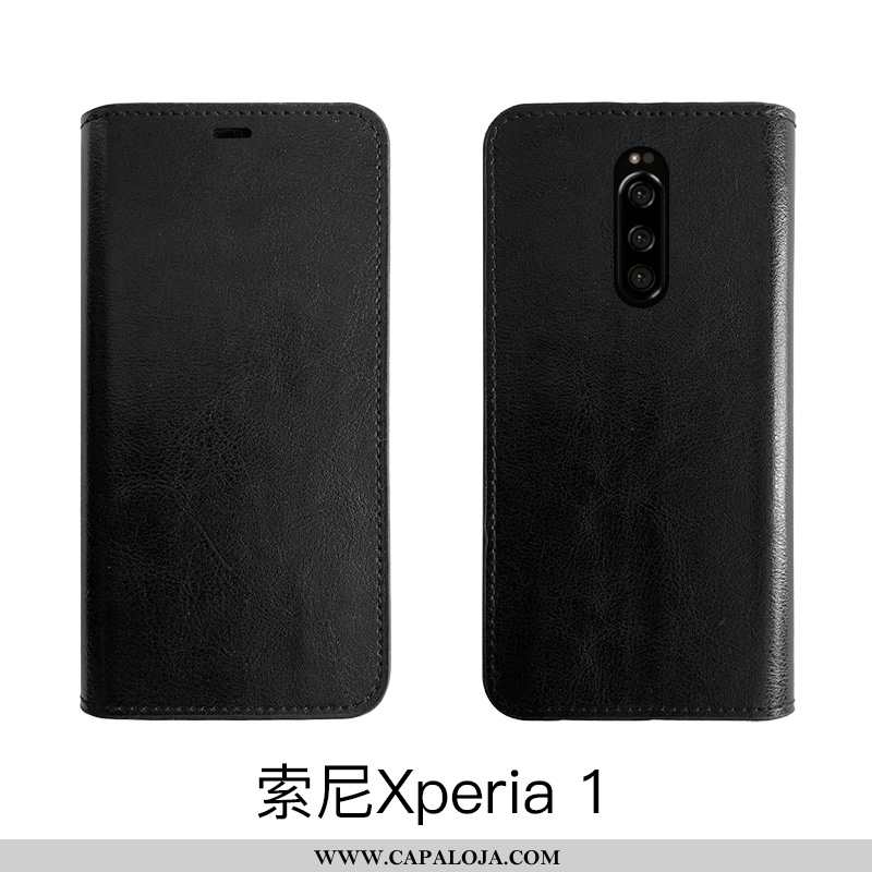 Capa Sony Xperia 1 Slim Couro Legitimo Cover Cases Castanho, Capas Sony Xperia 1 Soft Baratas