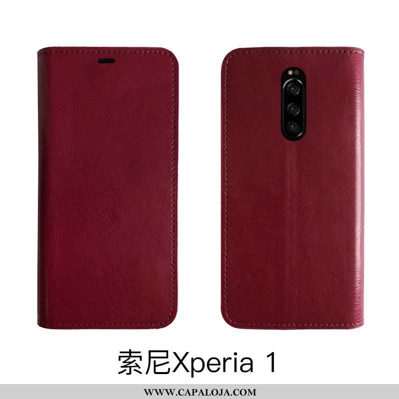 Capa Sony Xperia 1 Slim Couro Legitimo Cover Cases Castanho, Capas Sony Xperia 1 Soft Baratas