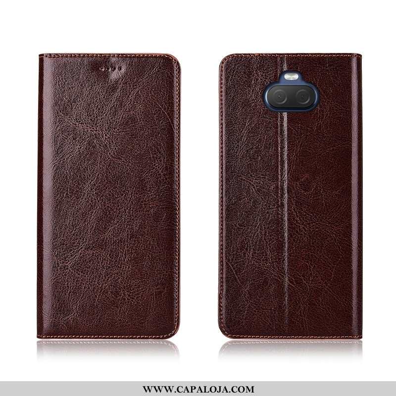 Capa Sony Xperia 10 Couro Genuíno Tigrada Capas Antiqueda Castanho, Sony Xperia 10 Couro Promoção