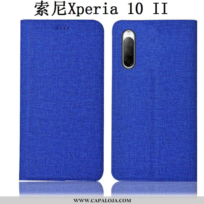 Capa Sony Xperia 10 Ii Couro Antiqueda Telemóvel Azul, Capas Sony Xperia 10 Ii Protetoras Baratas