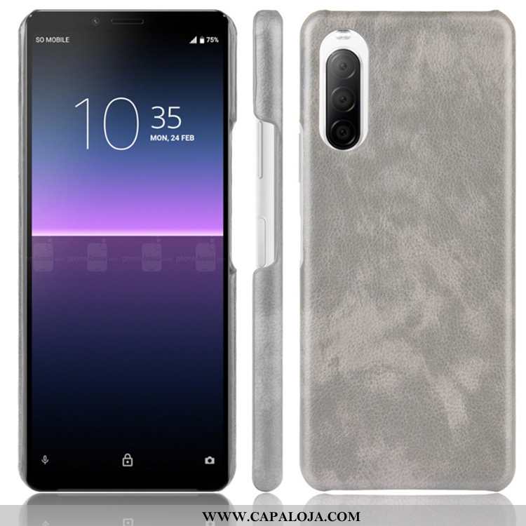 Capa Sony Xperia 10 Ii Personalizado Cinza Couro Capas, Sony Xperia 10 Ii Couro Baratas