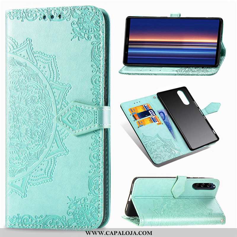 Capa Sony Xperia 5 Cordao Protetoras Cases Lisas Azul, Capas Sony Xperia 5 Couro Barato