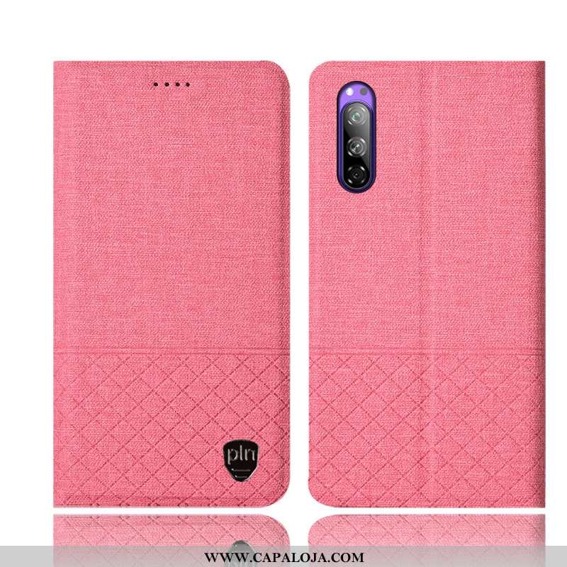 Capa Sony Xperia 5 Couro Rosa Capas Linho, Sony Xperia 5 Protetoras Promoção