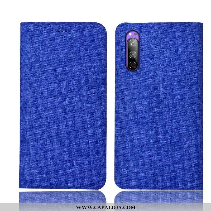 Capa Sony Xperia 5 Linho Telemóvel Cases Capas Azul, Sony Xperia 5 Protetoras Online