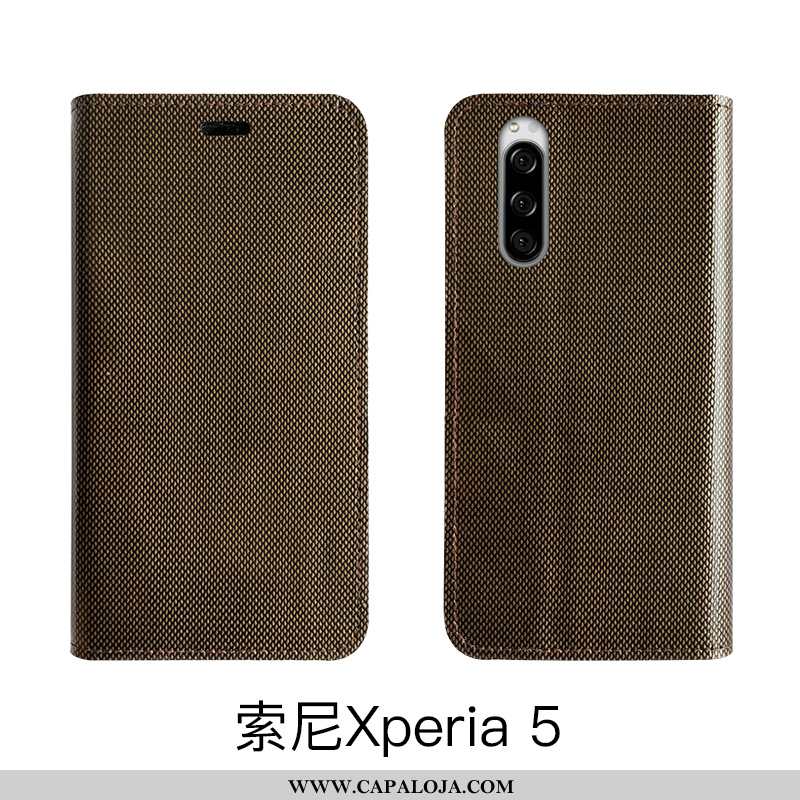 Capa Sony Xperia 5 Luxo Cases Antiqueda Preto, Capas Sony Xperia 5 Couro Legitimo Venda