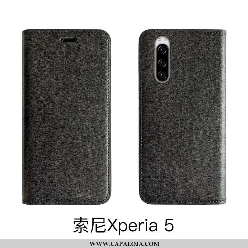 Capa Sony Xperia 5 Luxo Cases Antiqueda Preto, Capas Sony Xperia 5 Couro Legitimo Venda