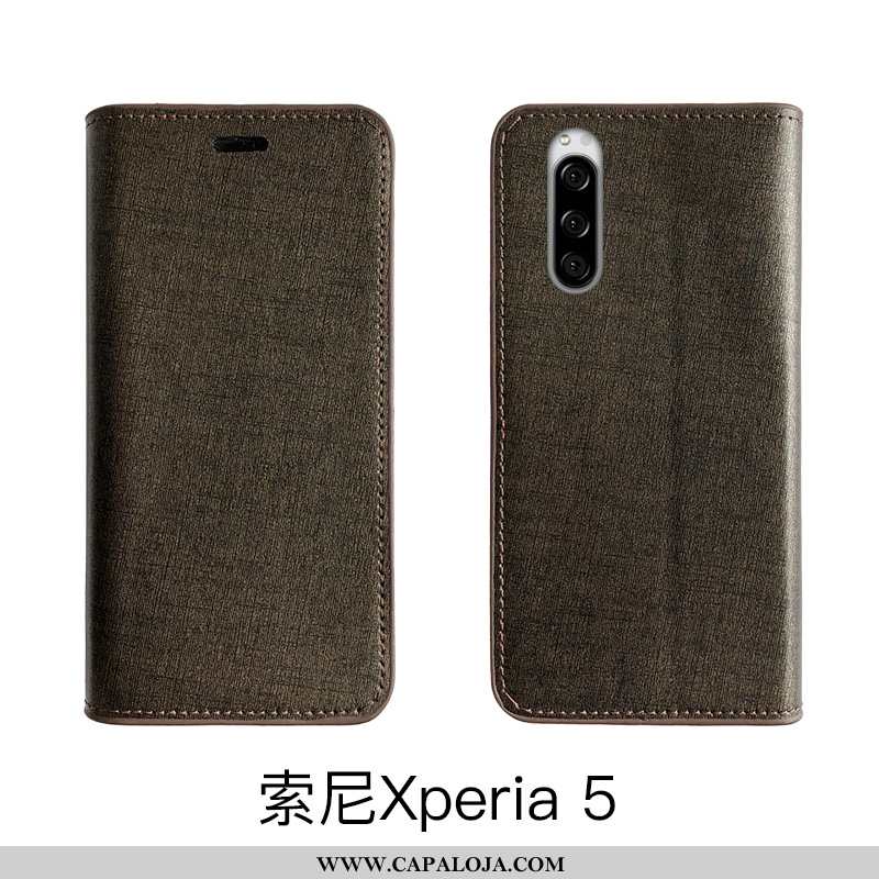 Capa Sony Xperia 5 Luxo Cases Antiqueda Preto, Capas Sony Xperia 5 Couro Legitimo Venda