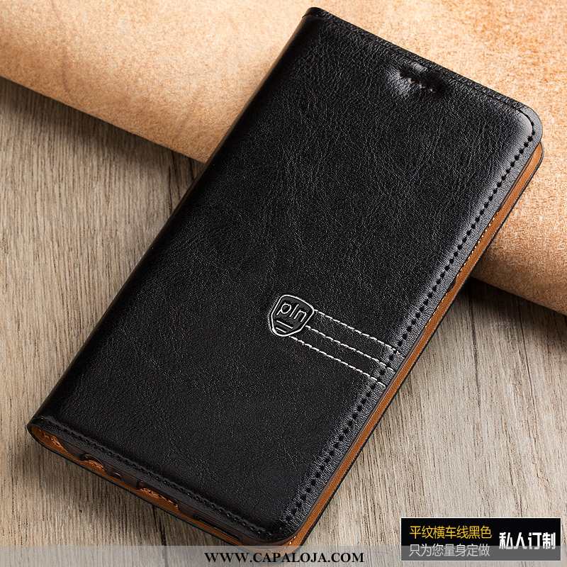 Capa Sony Xperia Xa1 Plus Protetoras De Grau Preto Couro, Capas Sony Xperia Xa1 Plus Couro Genuíno C