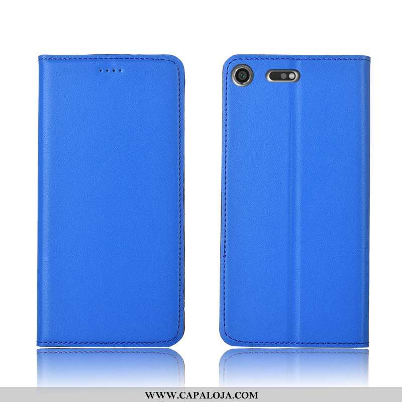 Capa Sony Xperia Xz1 Compact Couro Genuíno Telemóvel Feminino Protetoras Azul, Capas Sony Xperia Xz1