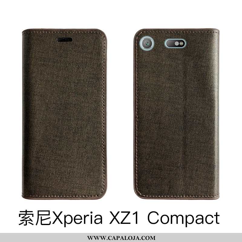 Capa Sony Xperia Xz1 Compact Couro Legitimo Cases Telemóvel Capas Preto, Sony Xperia Xz1 Compact Pro