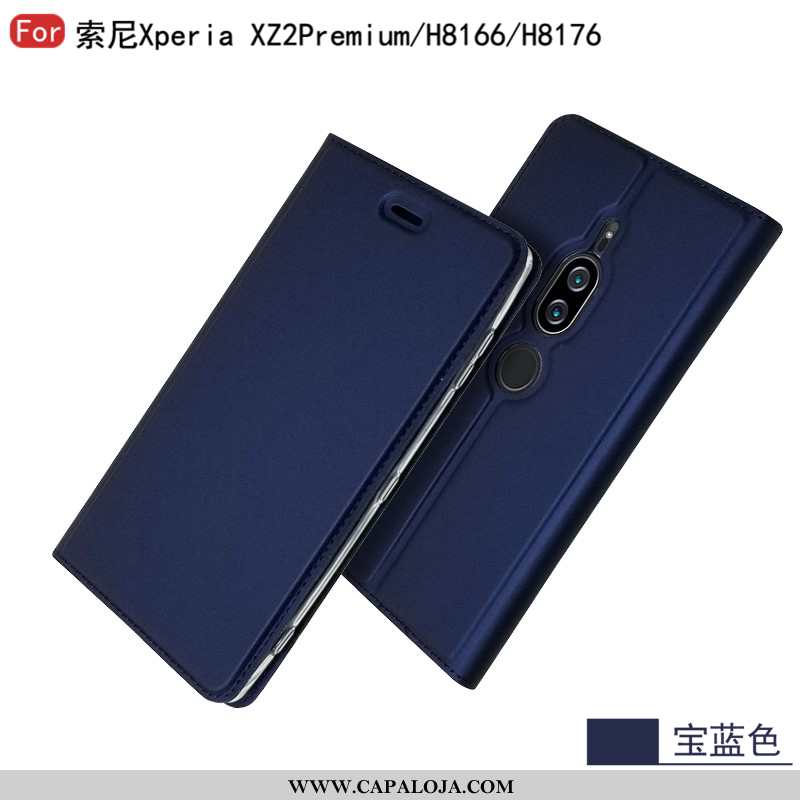 Capa Sony Xperia Xz2 Premium Couro Negócio Cover Feminino Azul, Capas Sony Xperia Xz2 Premium Protet