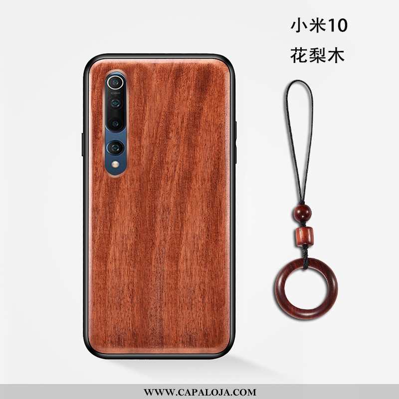 Capa Xiaomi Mi 10 Cordao Fosco Protetoras Floral Castanho, Capas Xiaomi Mi 10 Madeira Baratas