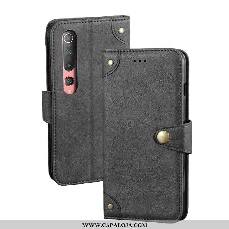 Capa Xiaomi Mi 10 Couro Cases Cover Telinha Preto, Capas Xiaomi Mi 10 Tendencia Comprar