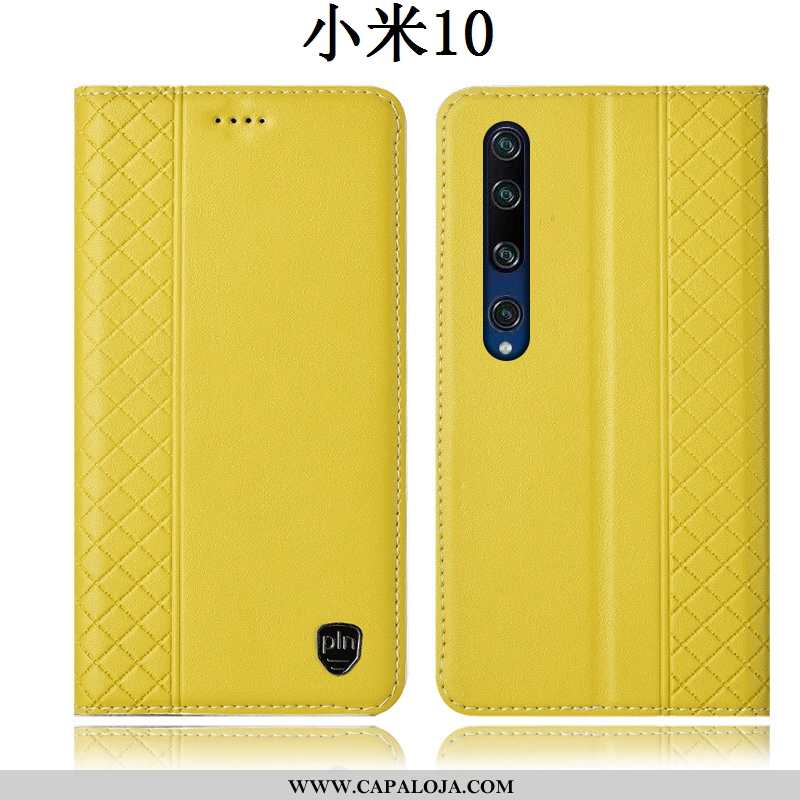 Capa Xiaomi Mi 10 Couro Legitimo Cover Cases Primavera Amarelo, Capas Xiaomi Mi 10 Protetoras Barato