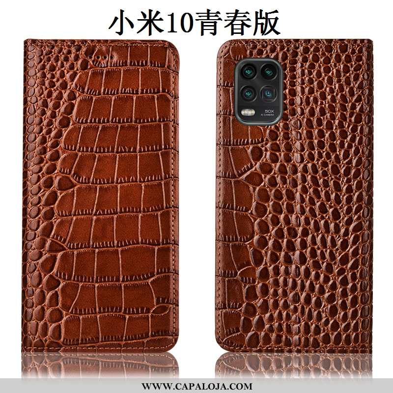 Capa Xiaomi Mi 10 Lite Protetoras Cover Cases Antiqueda Castanho, Capas Xiaomi Mi 10 Lite Couro Genu