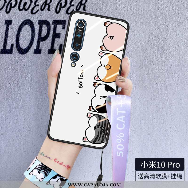 Capa Xiaomi Mi 10 Pro Vidro Protetoras Malha Criativas Branco, Capas Xiaomi Mi 10 Pro Cordao Barato