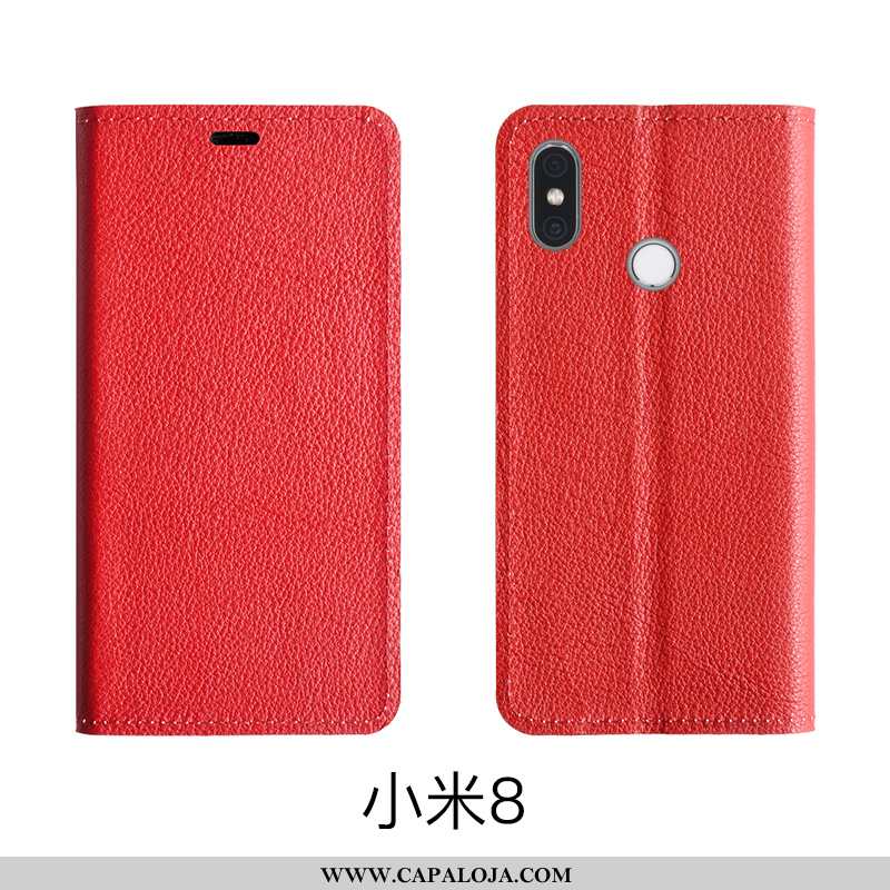 Capa Xiaomi Mi 8 Couro Genuíno Protetoras Primavera Vermelha Rosa, Capas Xiaomi Mi 8 Couro Baratos