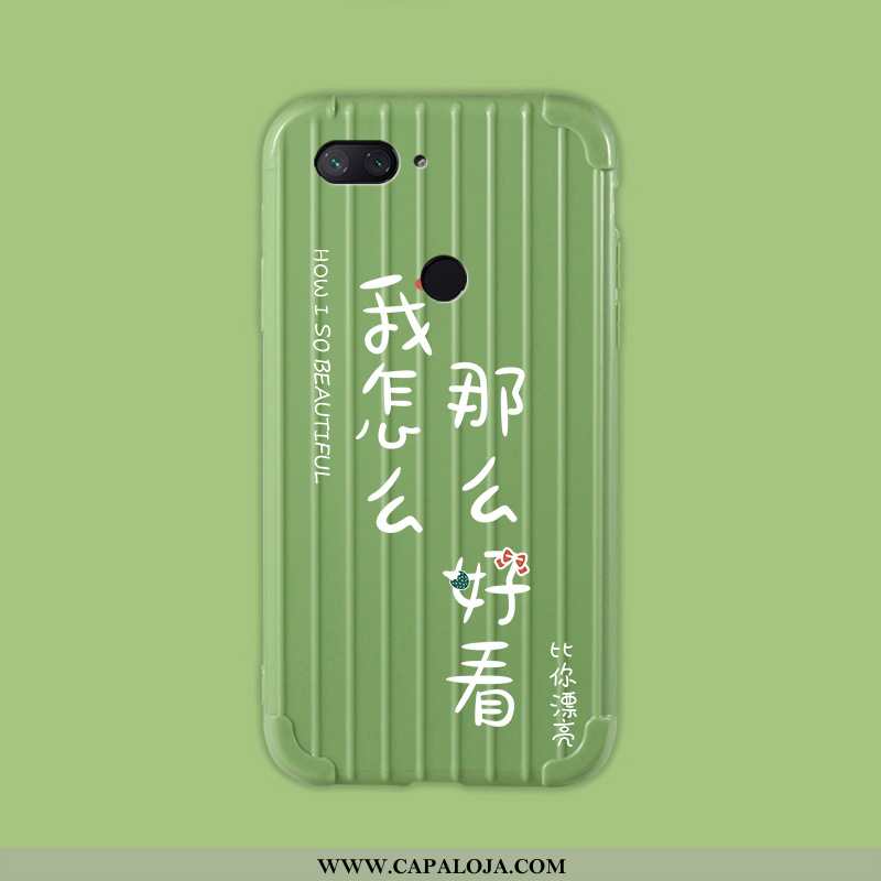 Capa Xiaomi Mi 8 Lite Bonitos Minimalista Malha Moda Verde, Capas Xiaomi Mi 8 Lite Soft Baratos